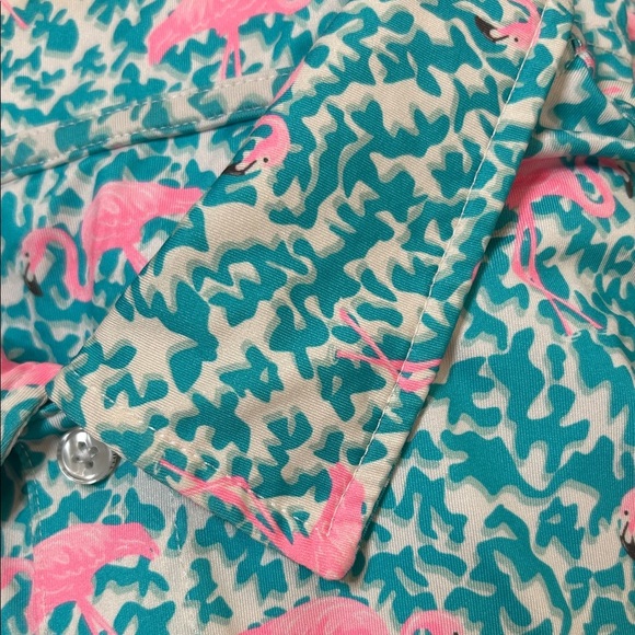 Chubbies Teal Pink Flamingo Polo Shirt Poolside Size XL Vacation Resort Wear - Picture 12 of 14